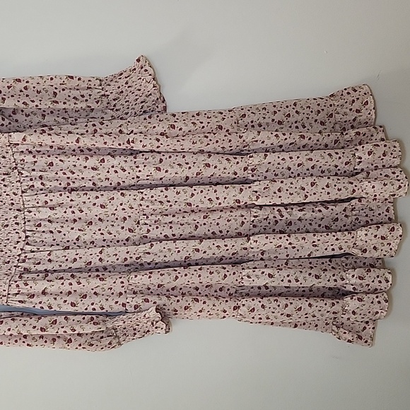 Aura Boho Floral Midi Dress Smocked Fit&Flare Long Sleeve Romantic Fluence Sz L - Picture 10 of 16